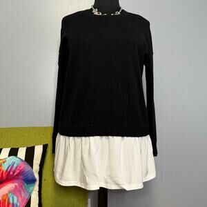 Torrid Black Cotton Tiered White Hem Tunic Sweater 2
